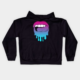 Vaporwave Dripping Lips Licking Teeth Kids Hoodie